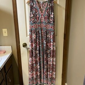 Pink patterned maxi dress